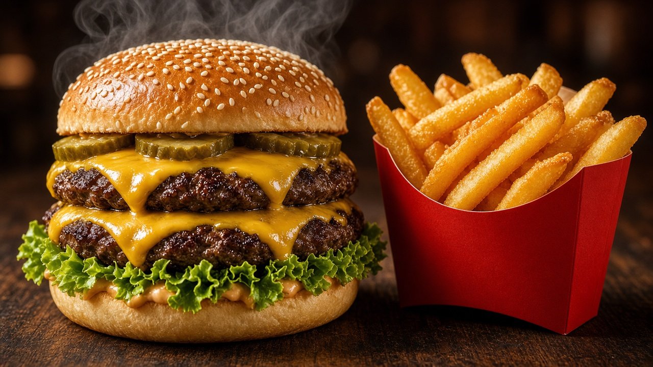 Burger and fries